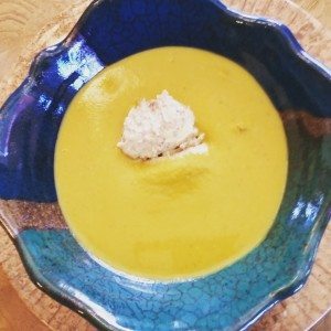 Low Sodium Buttercup Squash Soup with Smoked Almond Butter