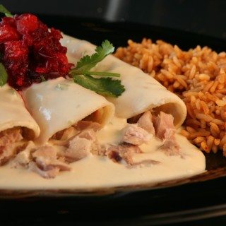 Low Sodium Turkey Enchiladas with Cranberry Salsa