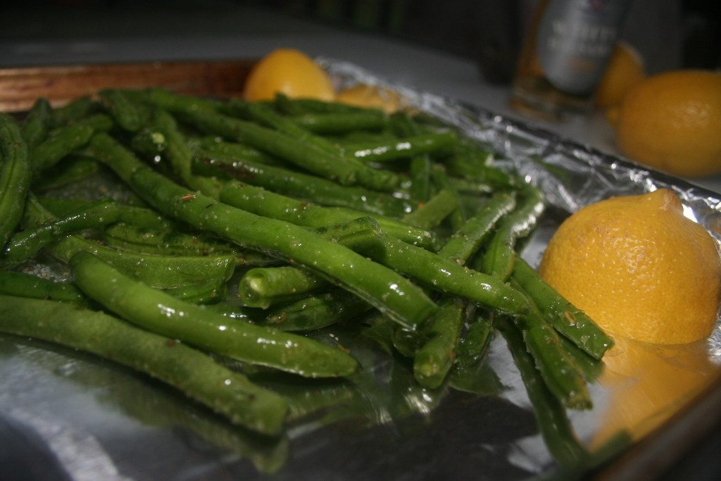 Lemon, Garlic, and White Balsamic Roasted Green Beans