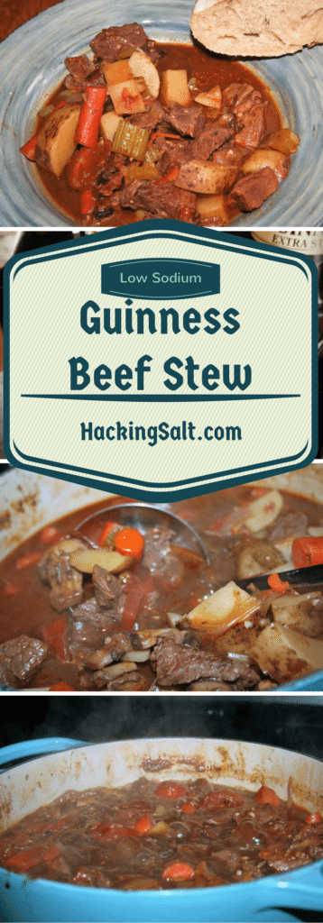 low Sodium Guinness Beef Stew will warm you to your core and tastes great! #lowsodium #hearthealthy