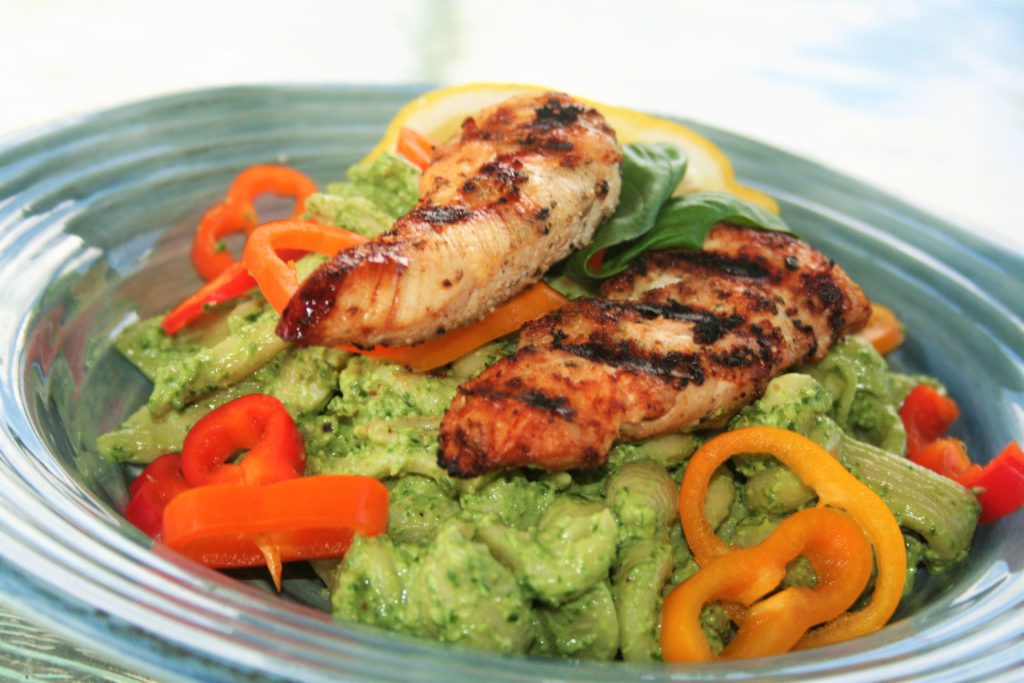 Walnut Avocado Pesto Chicken Pasta