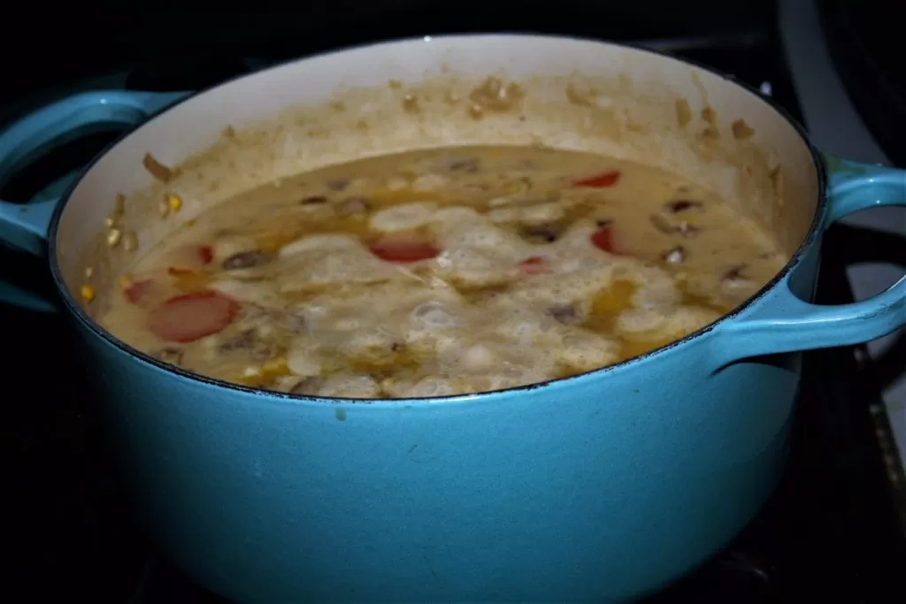 Low Sodium Beer Brat and Cheese Chowder