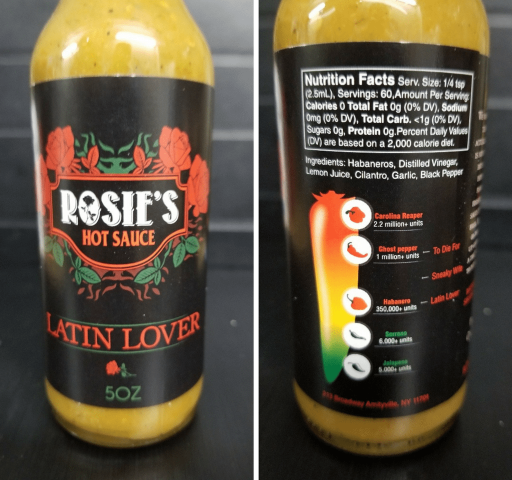 Rosie's Latin Lover Hot Sauce -Very Hot Low Sodium Hot Sauces 