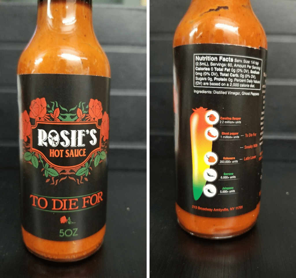 Rosie's To Die For Hot Sauce - Very Hot Low Sodium Hot Sauces