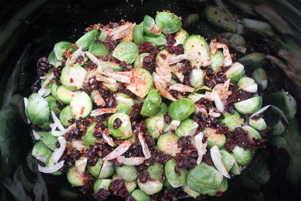 Low Sodium Slow-Cooker Cranberry Balsamic Brussels Sprouts